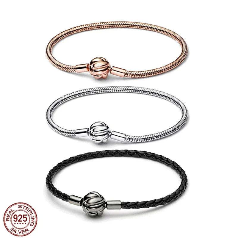 

Classic 925 sterling silver concentric knot women's bracelet with fitting original design charm jewelry DIY2024 New Year gift