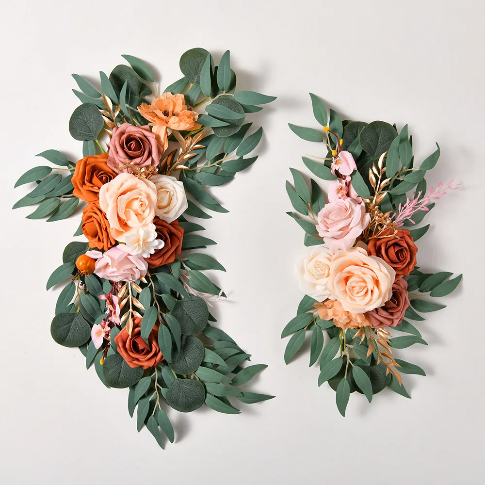 

Arch Artificial Flower for Wedding Decoration Welcome Flower Rows Kit Boho Dusty Rose Lily Eucalyptus Arrangement Backdrop