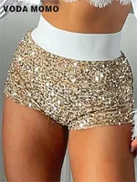 Summer New High Waist Mini Shorts Glitter Clothing Sexy Skinny Party Nightclub Women Shorts Streetwear Fashion Trend Sequined