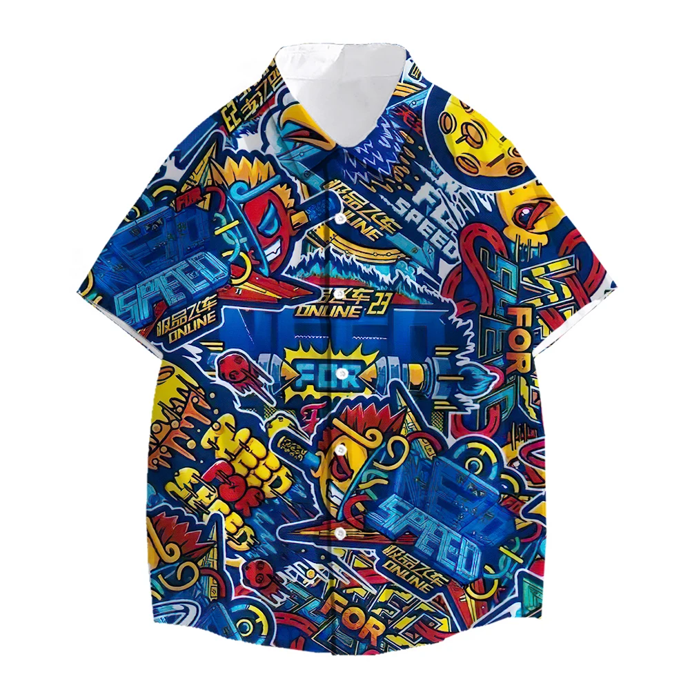 Cool Racing Video Game Hawaiian Shirt Fashion Trend Personality Shirts 3D Print Short Sleeve Top Casual Hip Hop Rock Streetwear