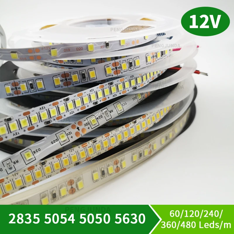 

5M LED Strip SMD 2835 5054 5050 5630 12V Ultra Brightness Flexible Led Tape Light 60/120Leds/m Waterproof Ribbon Diode Fast Ship