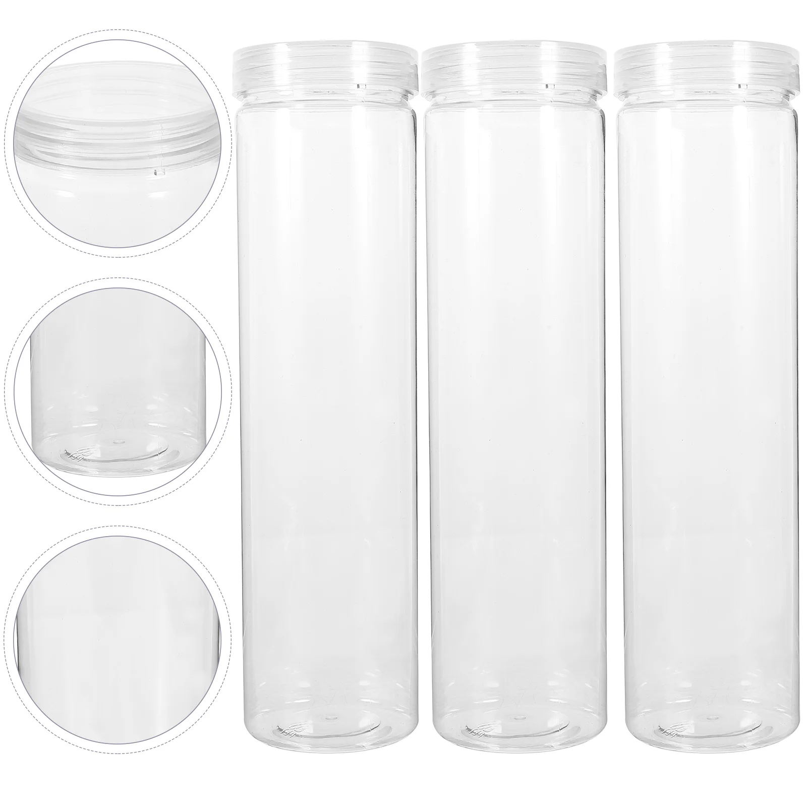

3Pcs Empty Plastic Jars Reusable Grain Storage Container Pasta Flour Cereal Rice Jar
