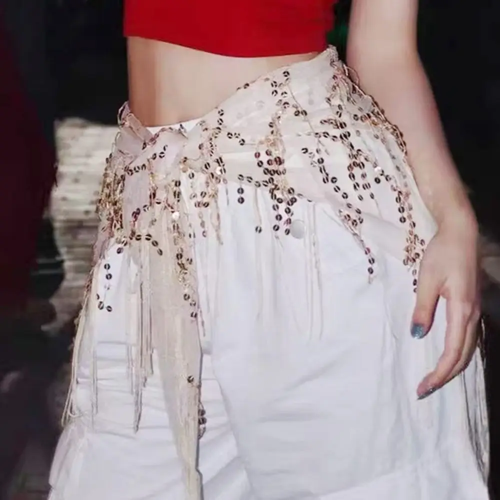 New Style Belly Dance Costumes Sequins Tassel Indian Belly Dance Hip Scarf For Women Belly Dancing Waist Chain