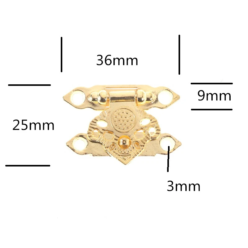 2PCS Antique Jewelry Box Padlock Hasps Latch Clasp Lock Wooden Wine Gift Box Buckle Furniture Hardware 36*25mm