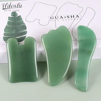 Green Aventurine Gouache Scraper Natural Jade Stone Guasha Set Neck Body Facial Massager Wrinkle Remover Beauty Tools Skin Care 1