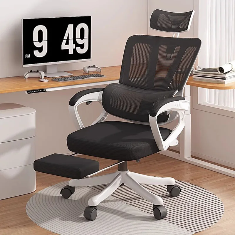 Lazy Executive Study Office Chair Comfort Comfy Relax Lounge Black Nordic Office Chair Meditation Sillas De Oficina Furniture autumn and winter fashion trend simple lazy loose knit small design black and white striped mohair round neck sweater for men