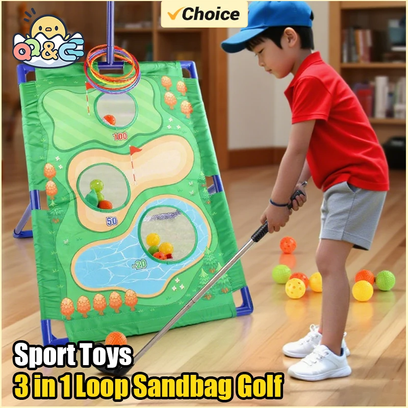 Cloth Plastic 3 in 1 Golf Bean Bag Toss Game for Kids Outdoor Sport