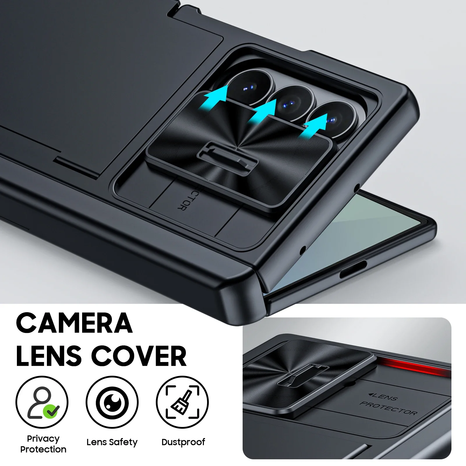 Ultimate Wallet Case with RFID Protection, Hidden Stand, Camera Guard, Shockproof Silicone - Black