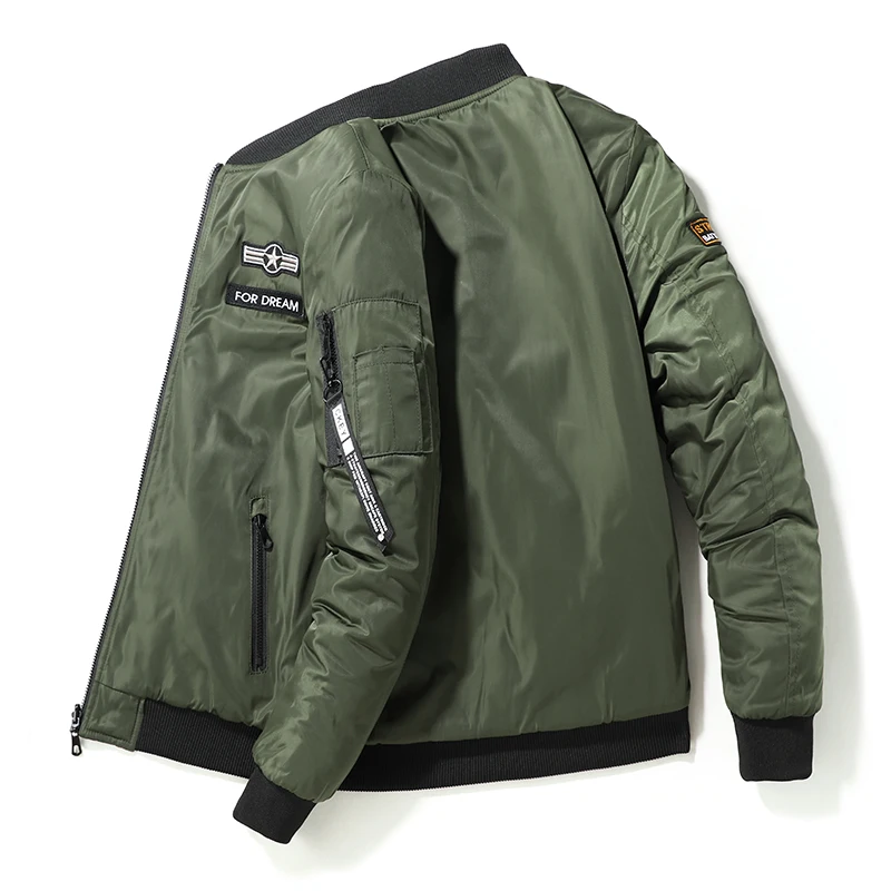 

Winter New Cotton Jackets Men Baseball Collar Light Cotton Military Jackets Vintage Flight Casual Long Sleeve Double-sided Coats