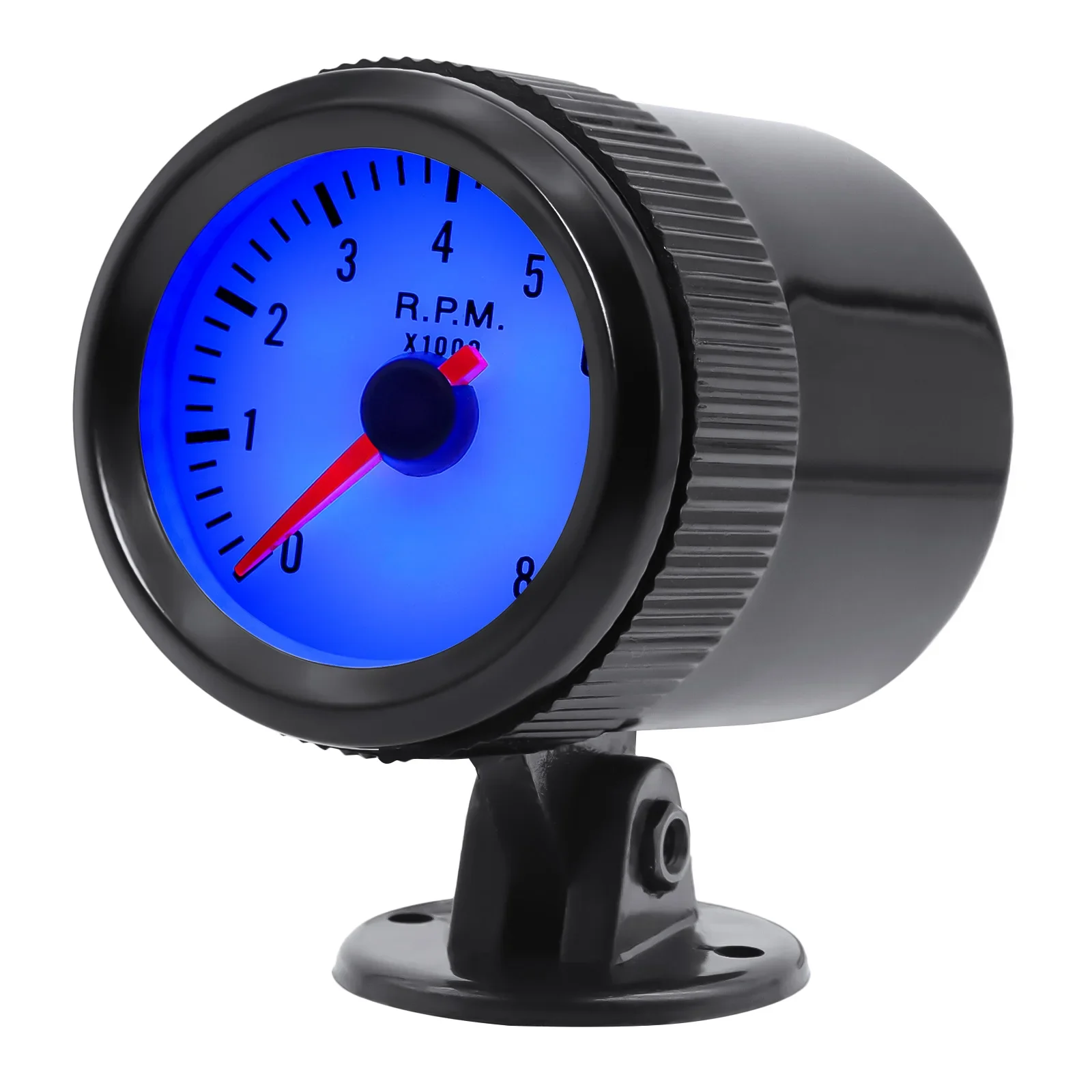0‑8000RPM Tachometer 52mm Tacho Gauge Blue LED Backlight Universal for 12V Cars