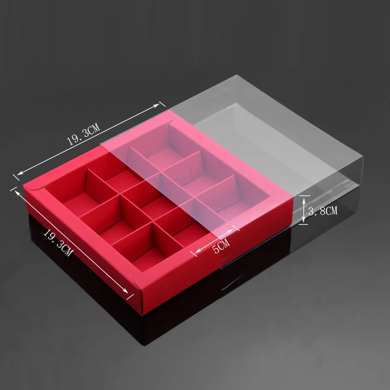 10PCS Chocolate Macarons and Mooncake Boxes with 4/9 Grid Inserts, PVC Transparent Wind... - SKU TWGP1111 - UGI Packaging