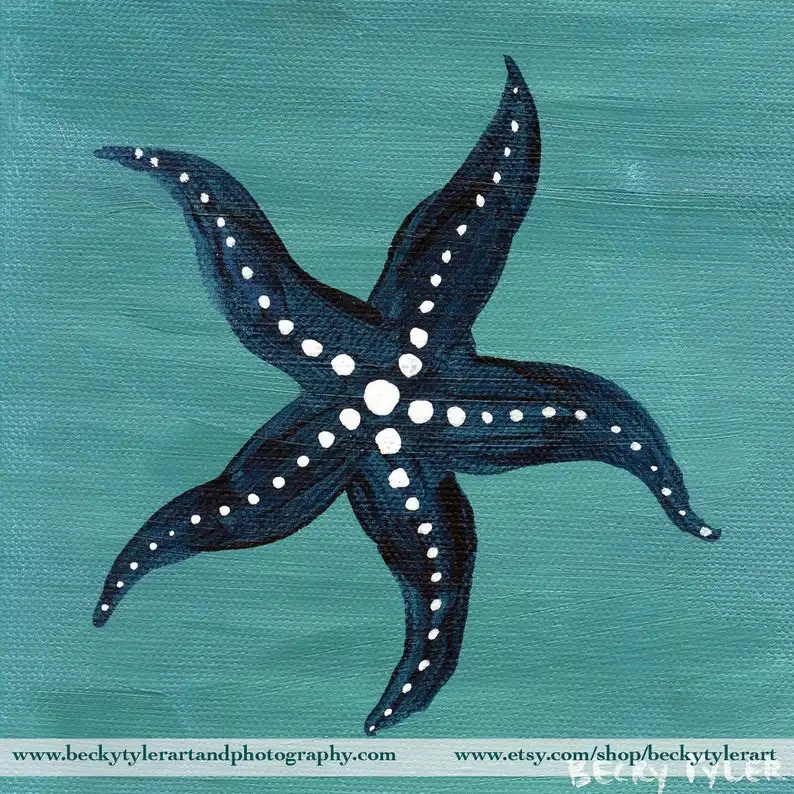 

Blue Starfish Abstract Painting, Acrylic on Canvas BoardBig oil painting huge painting large-scale painting manual oil art hand