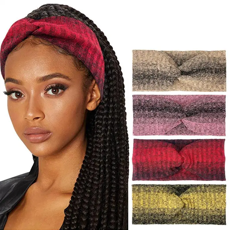 Women Fashion Headbands Fashion Hair Bands Wide Twist Knotted Headbands Elastic Tie Dye Women Headband Non Slip Hair Accessories