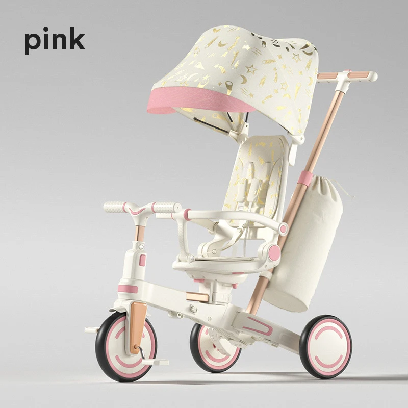 Children's Pedal Tricycle 1-6 Years Old Foldable Baby Sunshade 9 in 1 Lightweight Baby Trolley