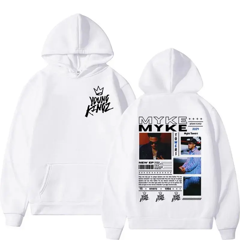 New Rapper Myke Towers Album Cover Graphic Sweatshirt  Vintage Hip Hop Hoodies Unisex Casual Fleece Pullovers Hoodie Streetwear 6