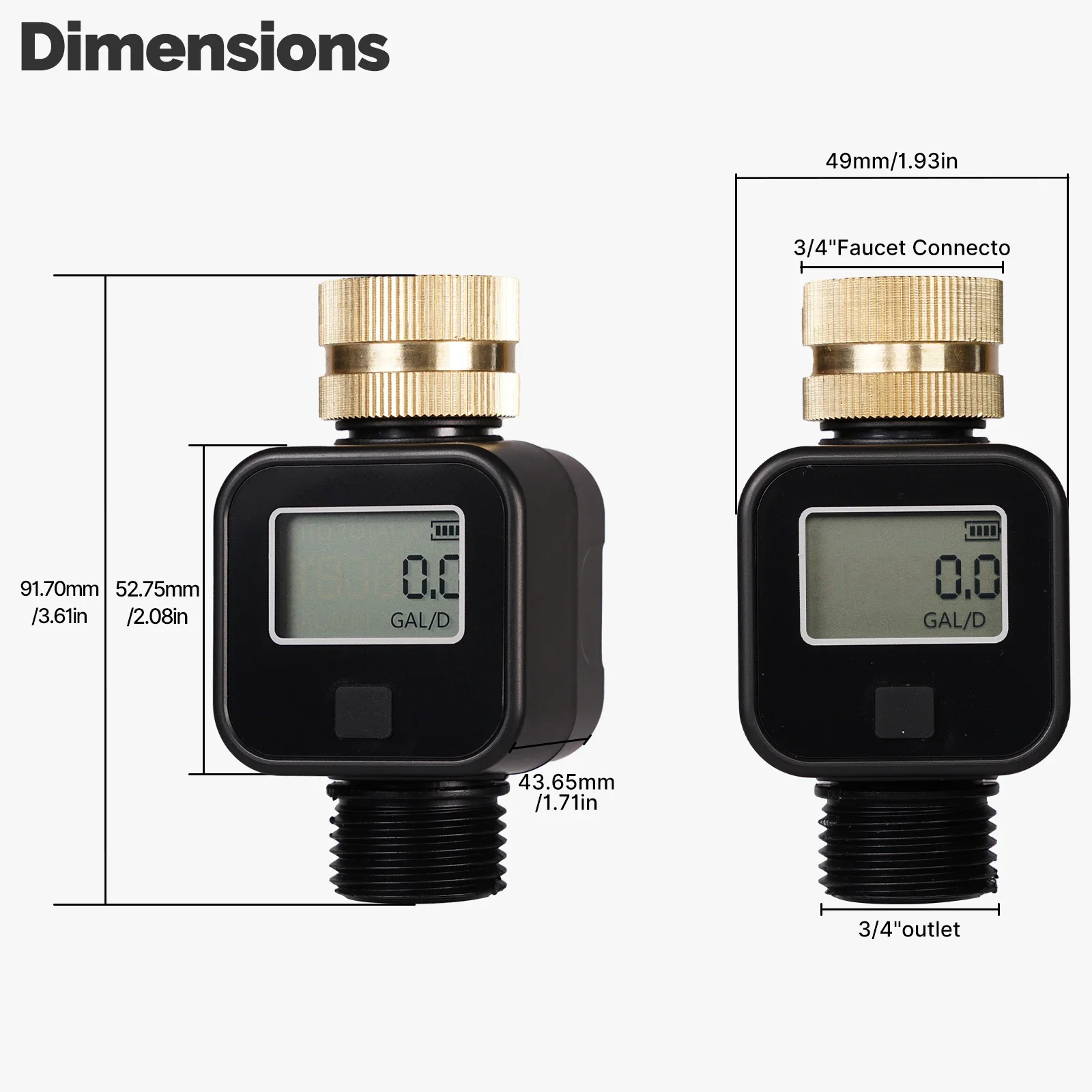 Water Flow Meter MOES Digital Water Flow Meter Brass Inlet Waterproof