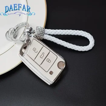 차량용 TPU 플립 키 케이스 커버, 폭스바겐 골프 7 MK7 티구안 MK2, 좌석 아테카 레온 FR 2, 이비자 스코다 옥타비아, 쉘 키리스