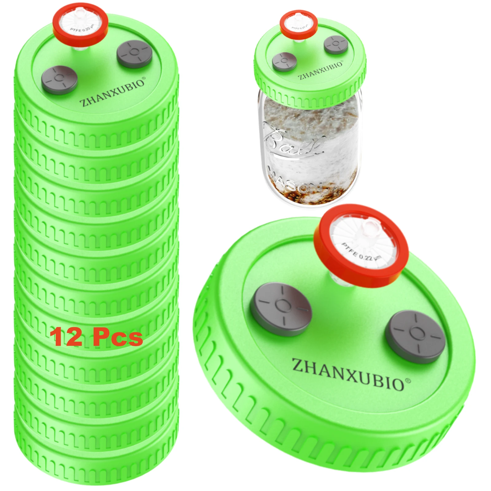 Liquid Culture Lid Wide Mouth 86mm Food Grade Cultivation Lid with PTFE Membrane & Self Healing Injection Ports For Mushroom