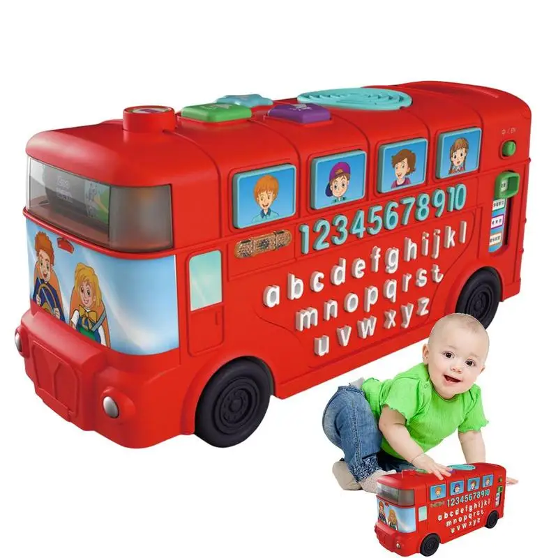 

School Bus Toy Play Car With Sound And Light Teaching Aids Montessori Early Education Toys For Preschool Girls Boys Learn