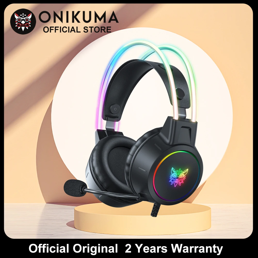 ONIKUMA Dynamische RGB Gaming Headset mit Mic Über Ohr Kopfhörer