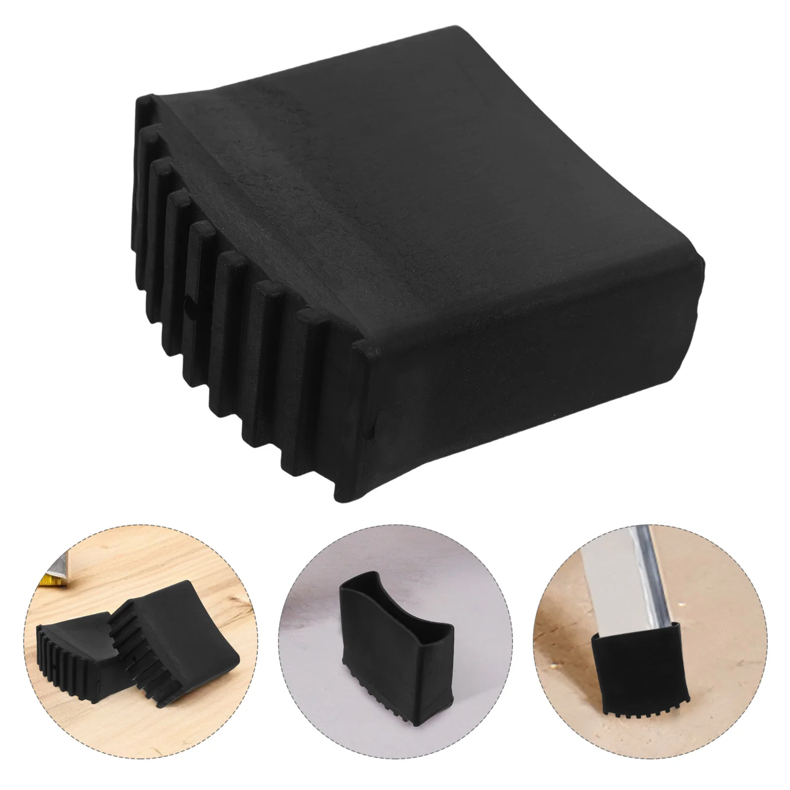 2 Pcs Black Rubber Ladder Foot Covers Antislip Safety Protectors For Step Ladders Replacement Feet Construction Tools