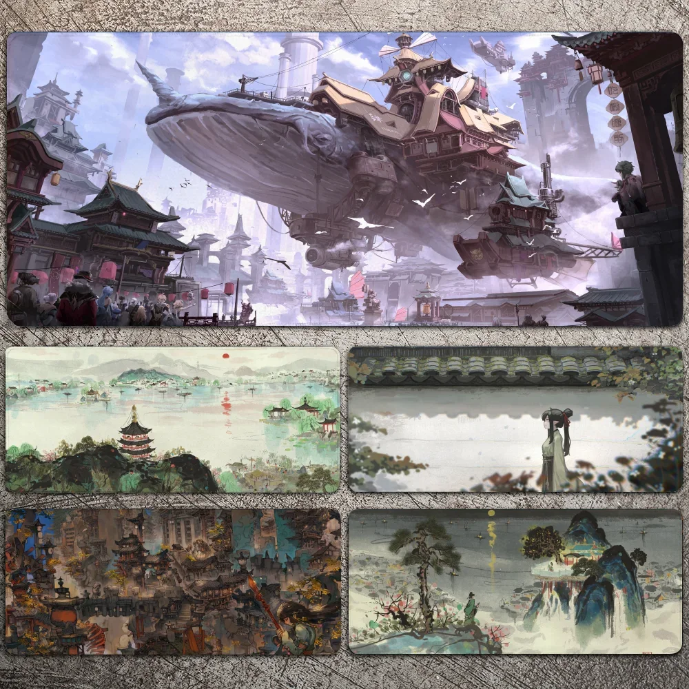 

Chinese Style Mousepad Large Gaming Mouse Pad LockEdge Thickened Computer Keyboard Table Desk Mat