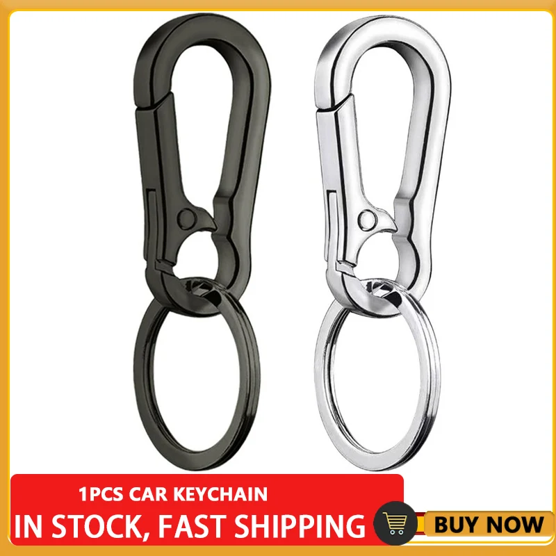 Car Keychain One-Piece Molding Lightweight Material Stainless Steel Buckle Hook Outdoor Carabiner Shape Key Ring 1Pc keychain climbing hook metal keychain motorcycle keychain