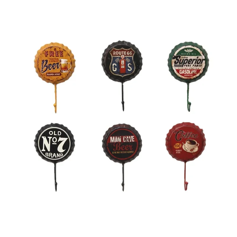 Cafe Wall Hooks Decorative Bar Decoration Hook Retro Beer Bottle Iron Hanging Coat Hanger Cute Home Decor Bar Accessories 3