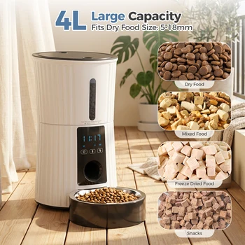 JHK 4L Automatic Cat Feeder WiFi Timed Cat Food Dispenser with APP Control Dual Power Supply Indoor Programmable Pet Feeder 1