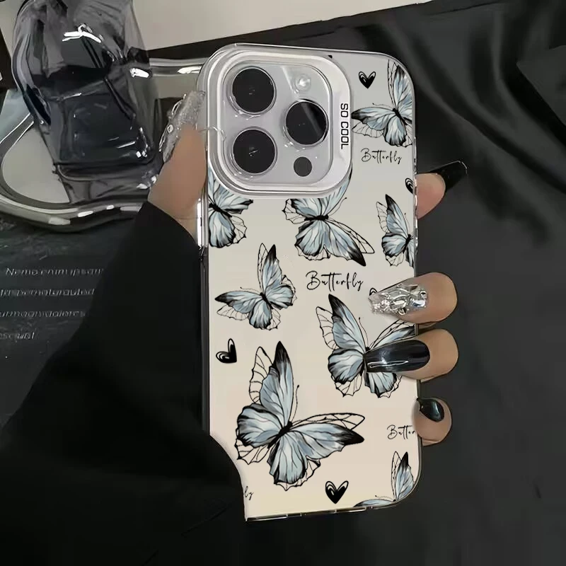 Black Butterfly Flowers Electroplate IMD Phone Case