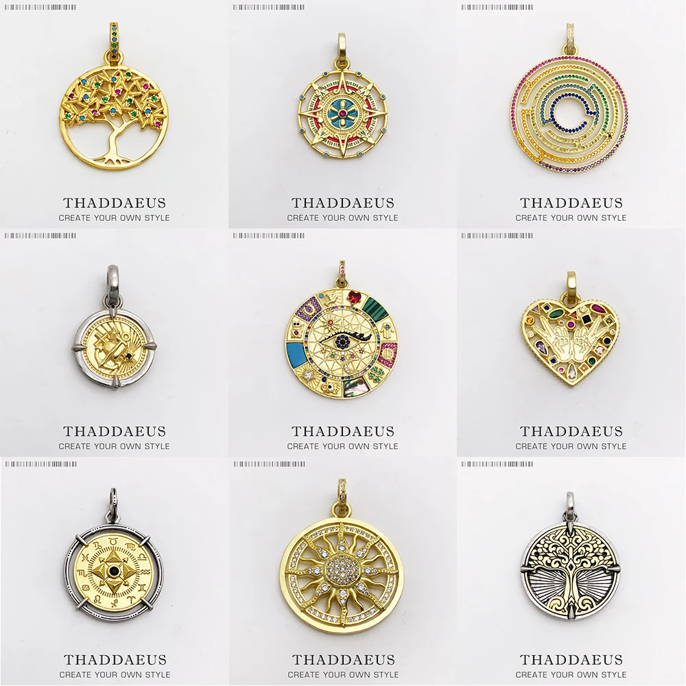 Pendant Amulet Magical Lucky Symbols Tree Sun Rainbow Heart Faith Hope Summer Golden Jewelry Vintage Powerful Gift For Women Men