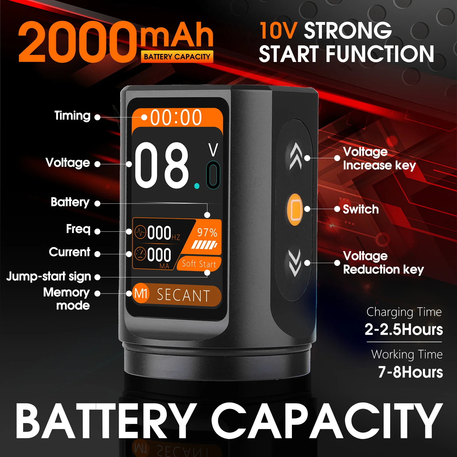 T-Rex-Cordless Tattoo Pen Machine, máquina de tatuagem variável ou