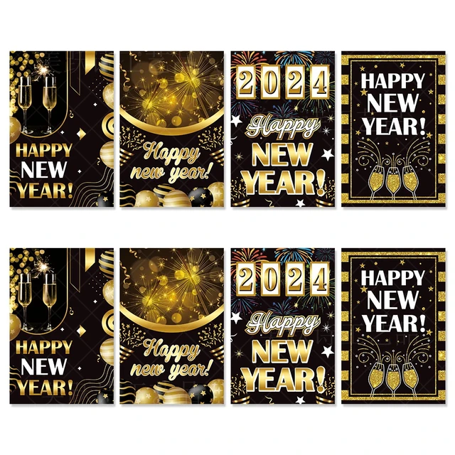 Hot sale 500PCS Happy New Year Sticker Gold Glitter Labels Gift Cards  Decoration - AliExpress