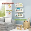 Small Kids Bookshelves Wall Mounted 3-Pack, White Floating Nursery Book Shelves for Kids Room Bedroom, Solid Wood Hanging 3