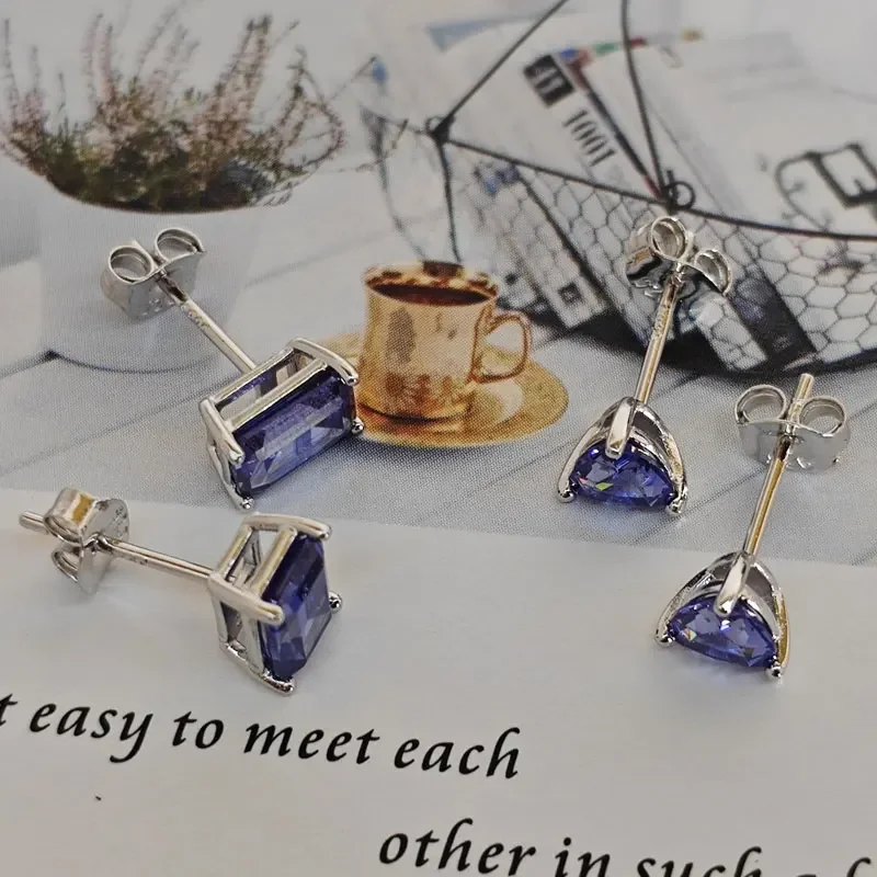 2 Pairs Tanzanite 925 Sterling Silver Earring Jewelry Sets Earring for Women 1