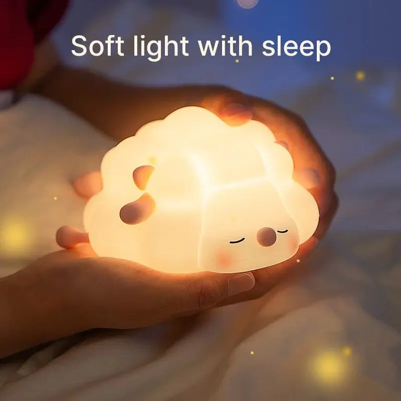 LED 수면 양 실리콘 야간 조명, USB 충전 야간 조명, 침실 장식, 생일 선물, 조도 조절 무드 라이트