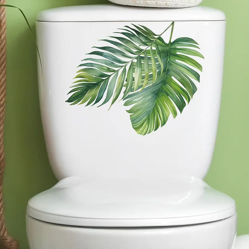 Green plant turtle back leaf toilet bathroom toilet stickers home decoration wall stickers self-adhesive