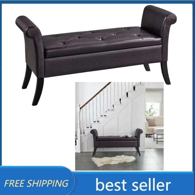 

SmileMart Storage & Upholstered Bench, Dark Brown