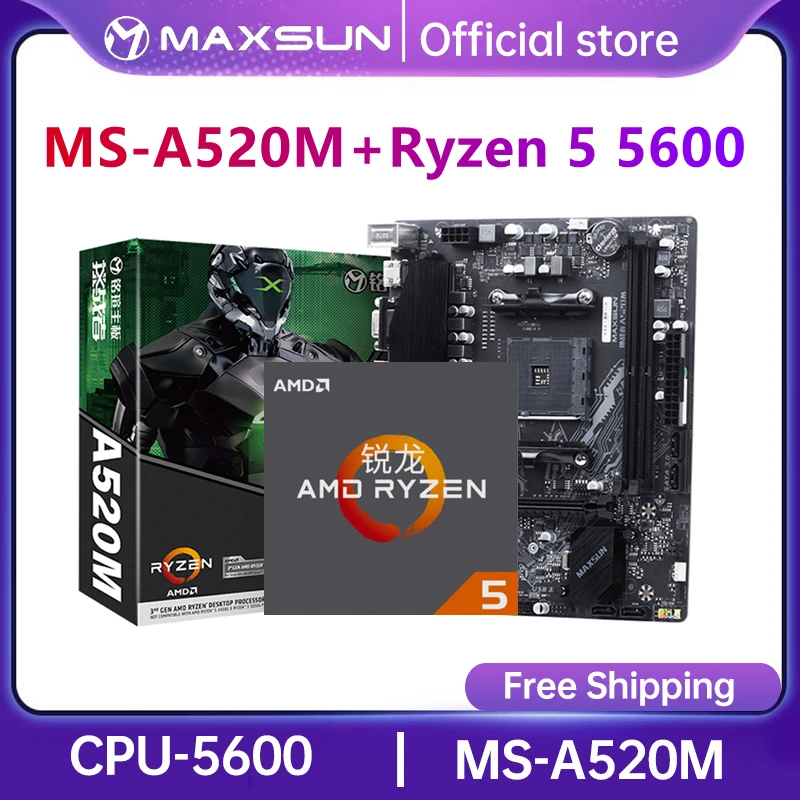 Maxsun gaming placa m e combo a520m cpu amd ryzen 5 5600 novo mas sem