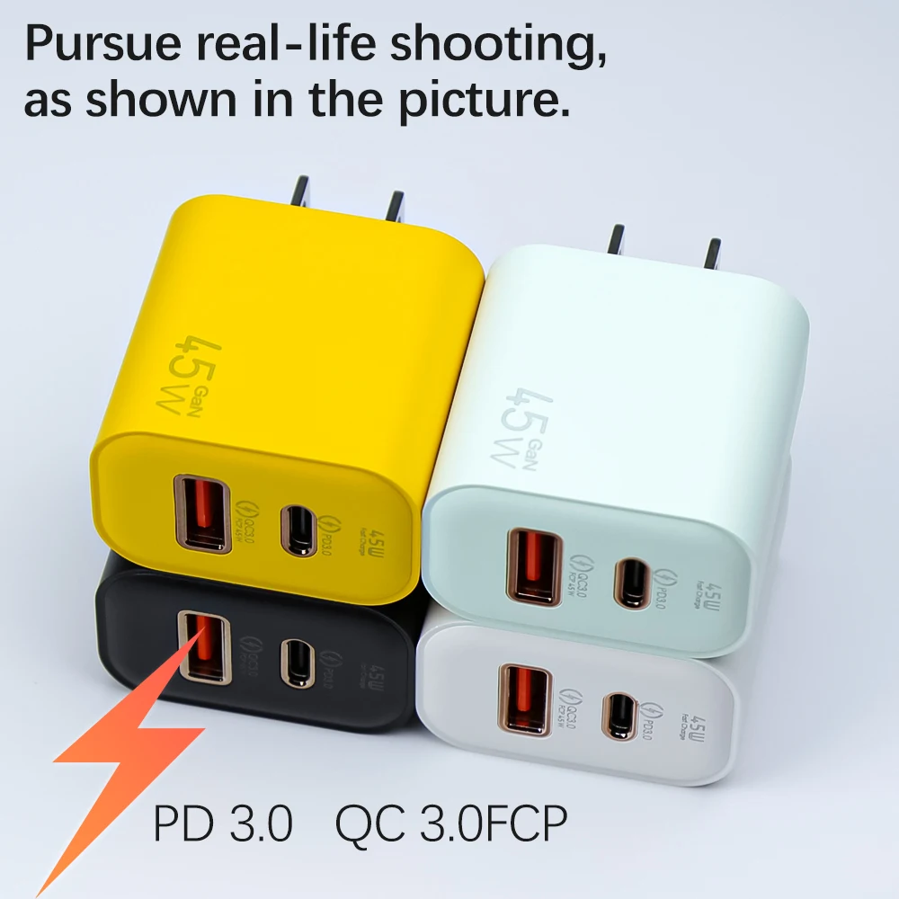 Adattatore da viaggio universale PD GaN 45W caricabatterie da parete Adattatore da viaggio universale PD GaN 45W caricabatterie da parete