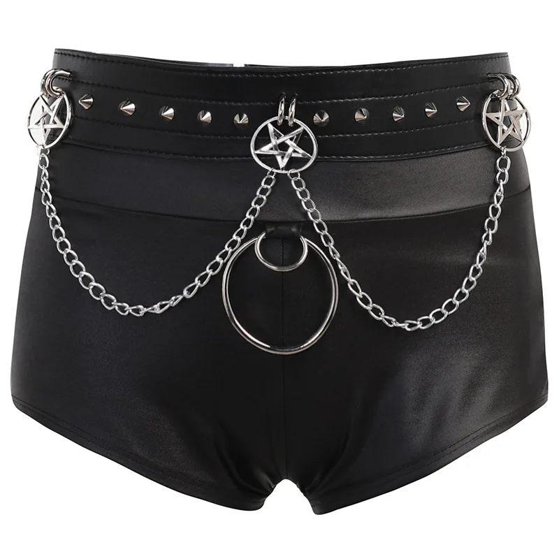 

Summer Shorts 2022 Goth Dark Mall Gothic Sexy Hot Shorts Bodycon Chain Belt Bottoms Female Night Club Shorts