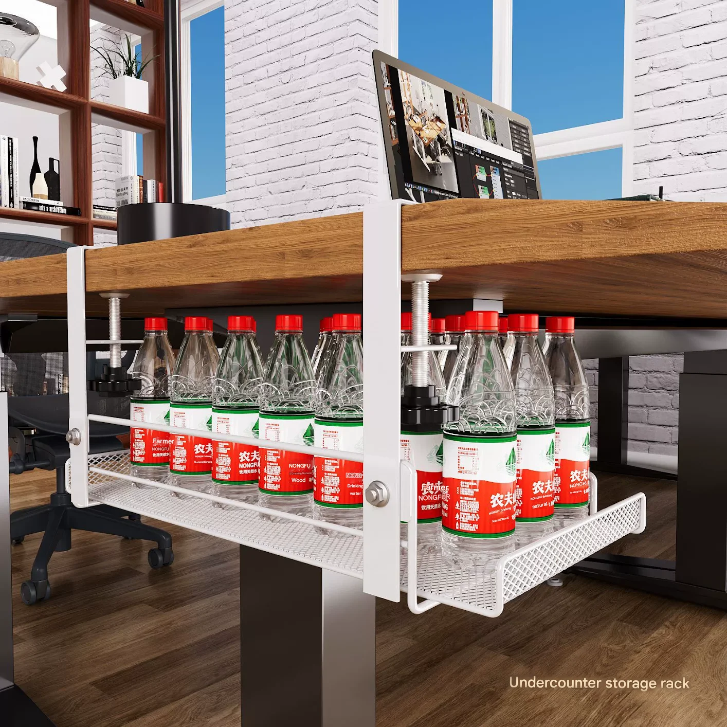 Under The Desk Line Storage Shelf Office Storage Shelf Hidden Supplies Metal Material Is Not Deformed