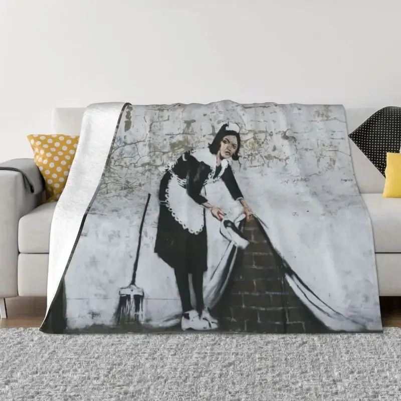 

Sweep It Under The Carpet Blanket Soft Flannel Fleece Warm Banksy Street Pop Art Throw Blankets for Office Bed Couch Bedspreads