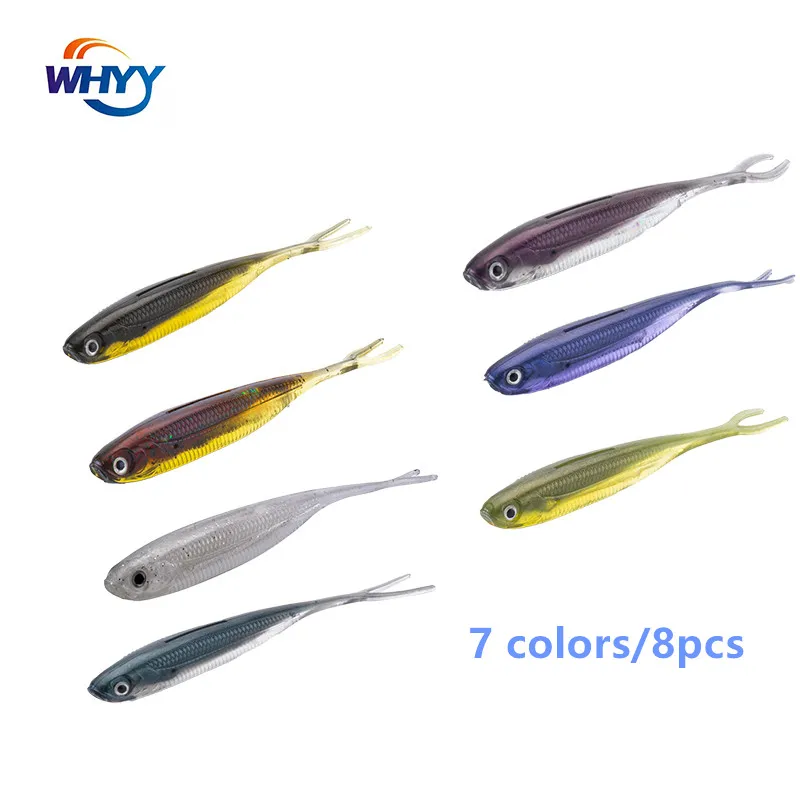 

Приманка WHYY Luya, мягкая гарпун с хвостом, двухцветная бионическая приманка, 8 шт., встроенная Радужная трубка, 90 мм, Мягкая приманка для поднятия окуня и рта, приманка Luya