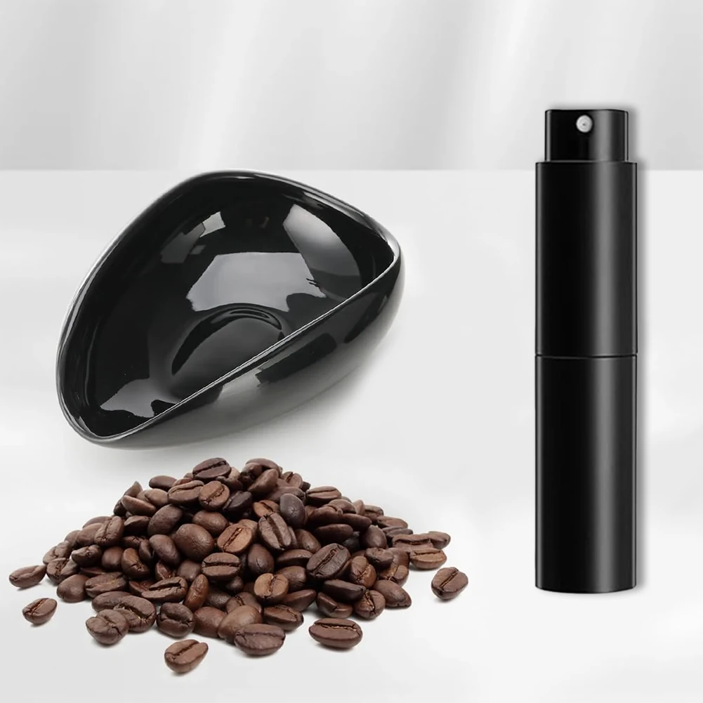 Coffee Bean Dosing Cup White Pottery Teaspoon Tea Separator Light Spray Bottle Anti-Static Coffee Bean Spray for Coffee Lovers