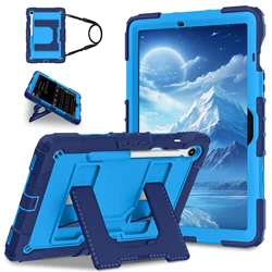 Enhanced Tablet Case with Pen Slot, Stand Holder, and Shoulder Straps - Anti - Fall Protection for S9 FE 11 2023 (Navy blue black - 2)