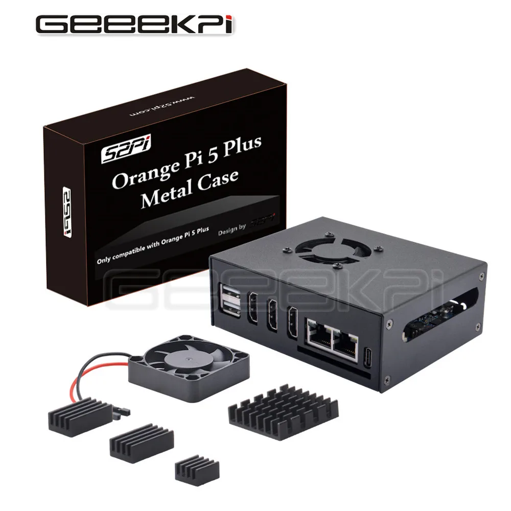 Geeekpi Orange pi Plus Case com Dissipadores de Calor Caixa Metálica com Ventilador