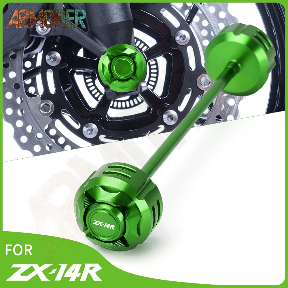

Motorcycle Alumimun Accessories For KAWASAKI ZZR1400 ZZR 1400 ZX-14R ZX14R ZX 14R Front Axle Fork Crash Sliders Wheel Protector