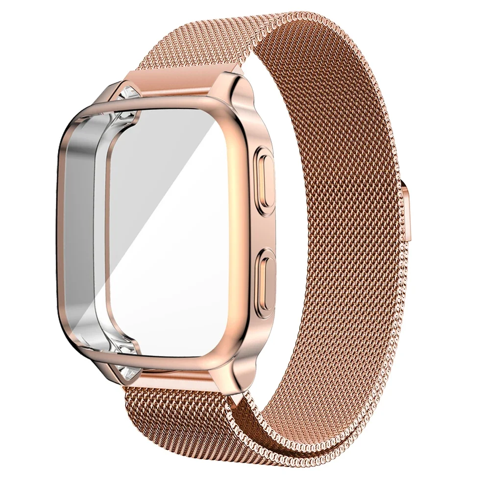 Elegant Magnetic Milanese Loop Strap with Protective Case for Garmin Venu SQ Series Smartwatches