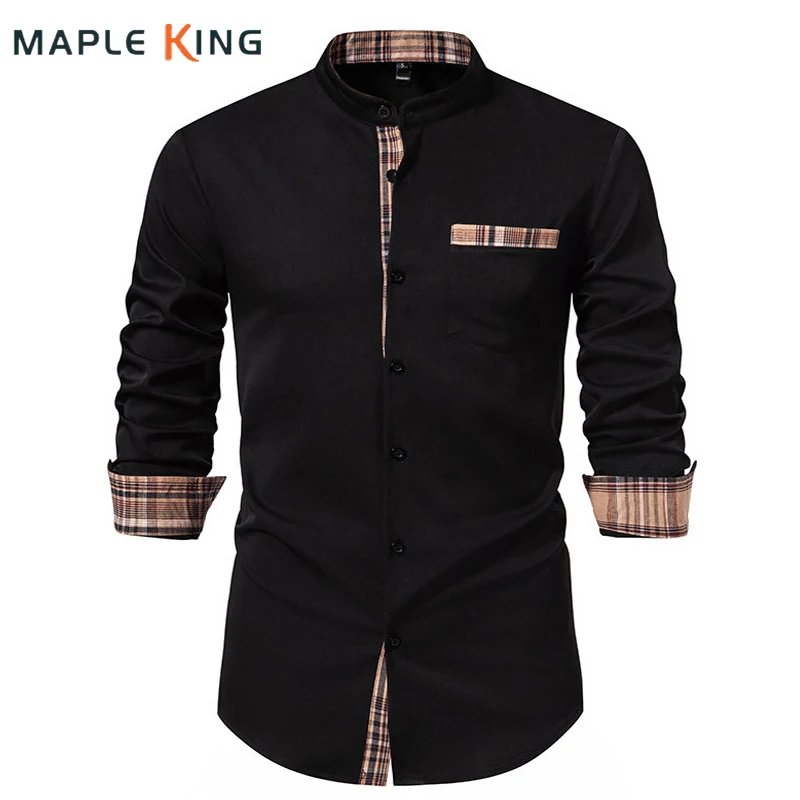 

Patchwork Plaid Designer Clothes Men Shirts 2024 Long Sleeve Business Camisa Social Masculina Luxo Mens Casual Button Up Shirt